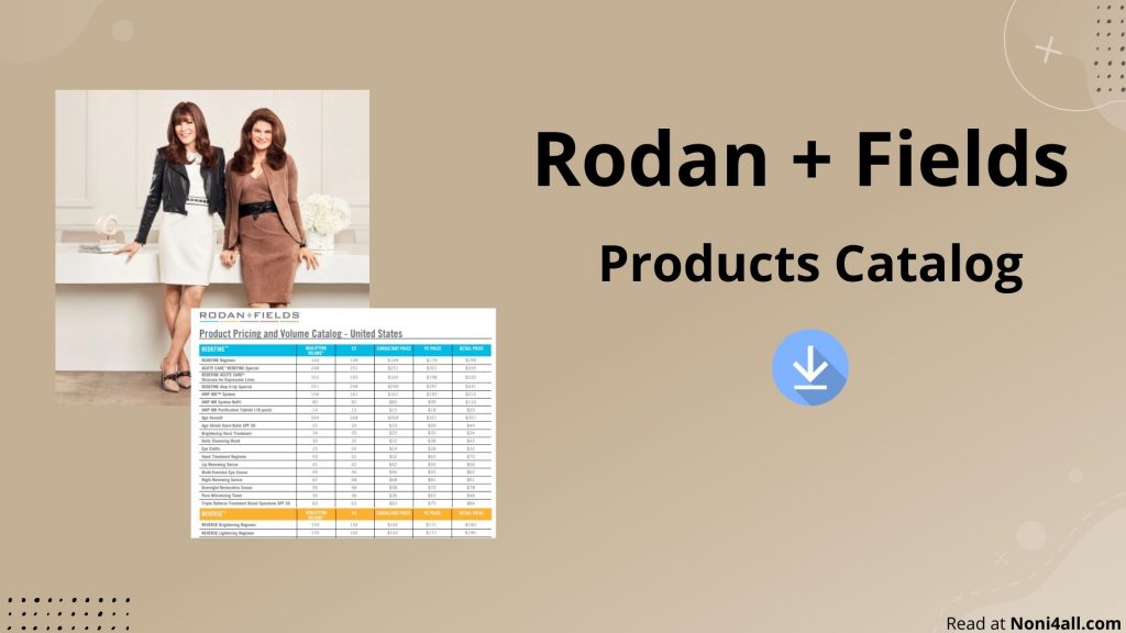 Rodan And Fields Products Pricing and Volume Catalog